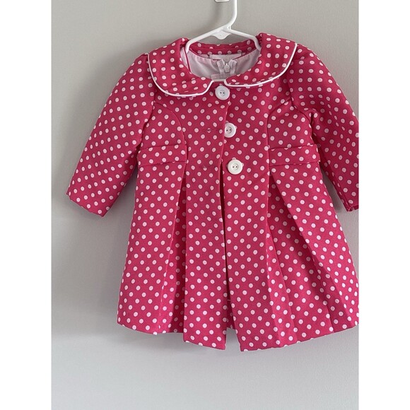 Bonnie Baby Pink White Polka Dot Dress Jacket Outfit Easter/special Occasion 12M - Picture 1 of 10